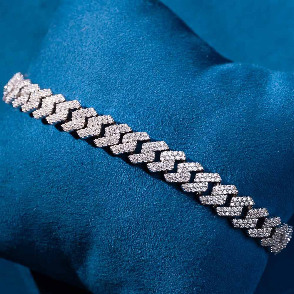 Men’s Luxury Iced Cuban Link Bracelet – Silver Diamond Finish Printeraa
