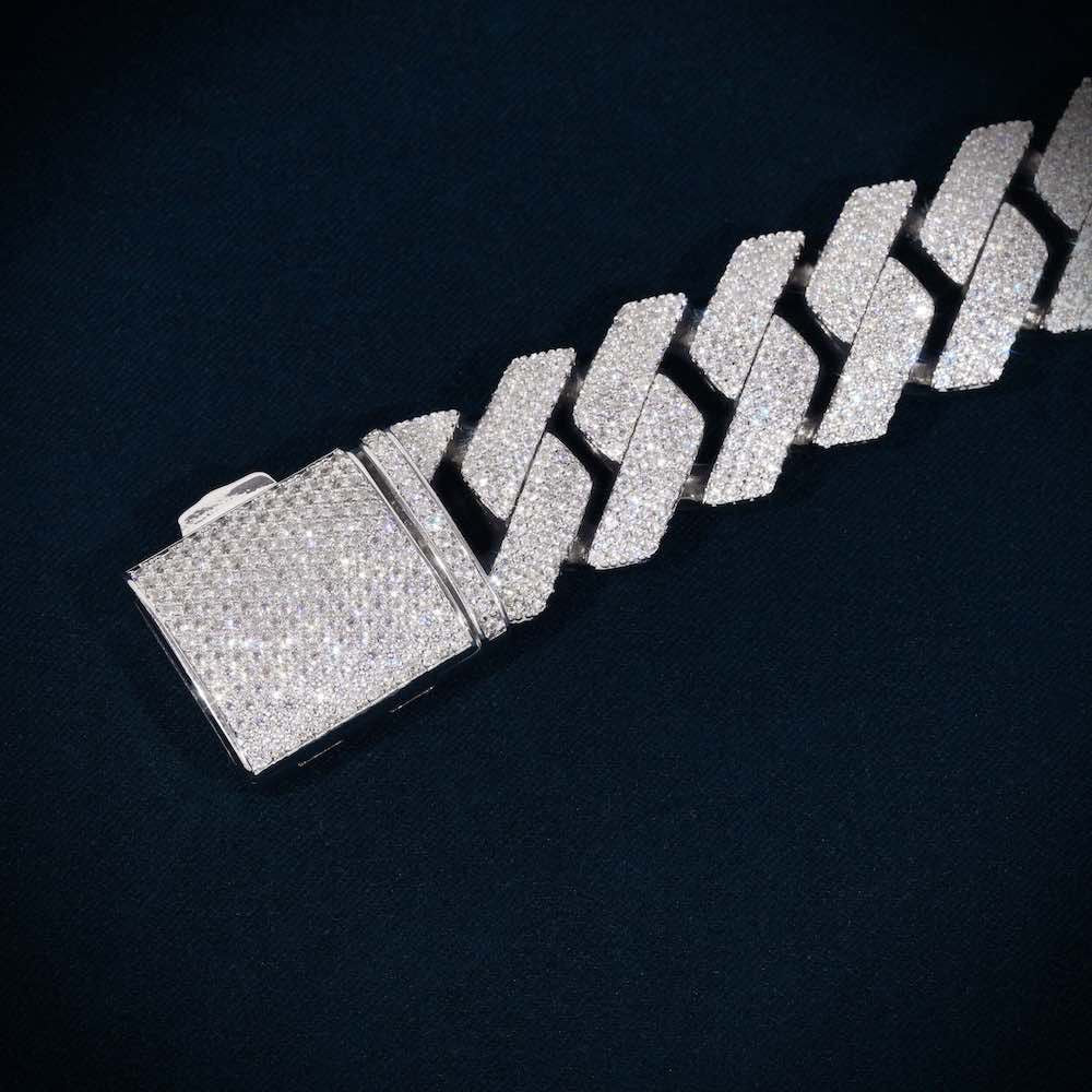 Men’s Luxury Iced Cuban Link Bracelet – Silver Diamond Finish Printeraa