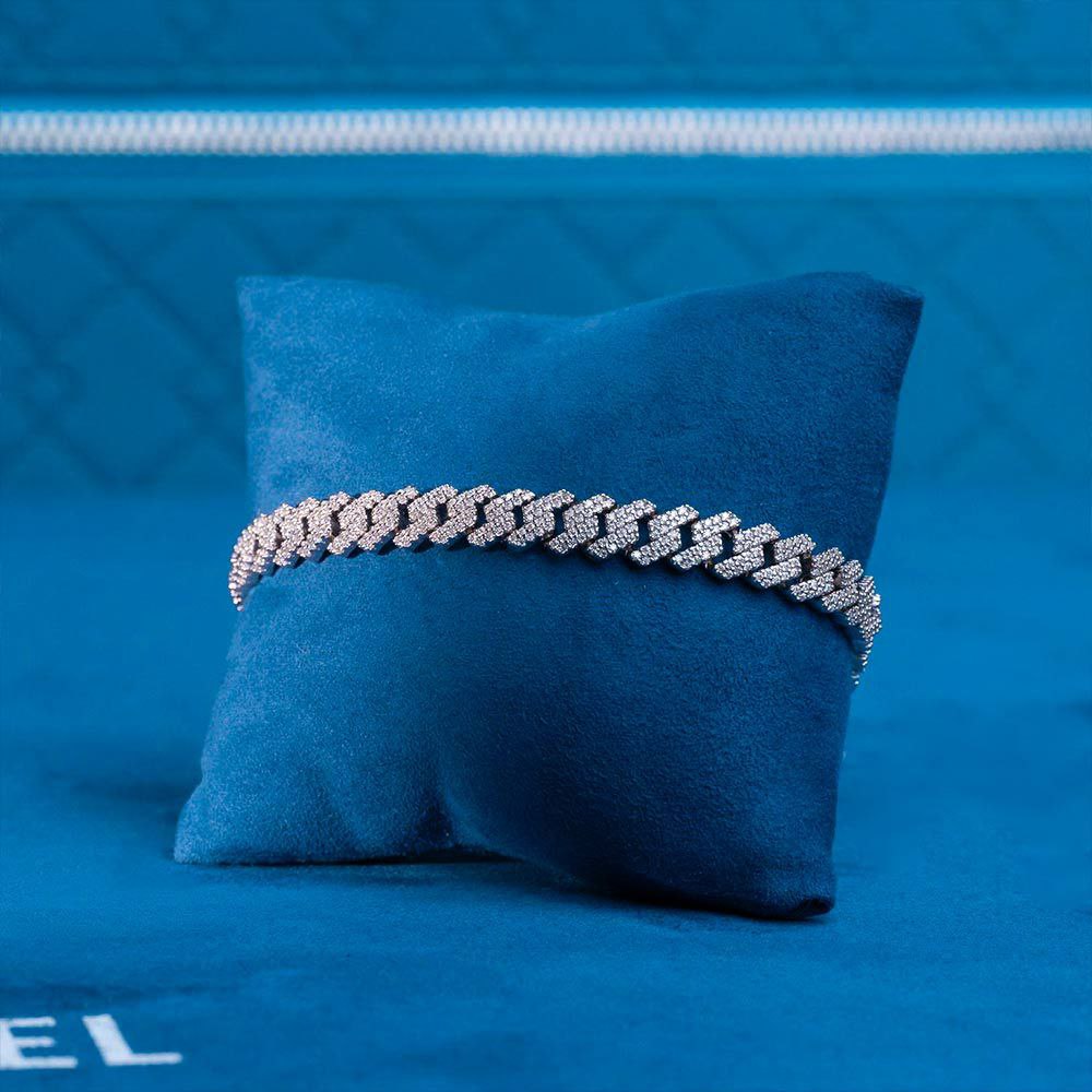 Men’s Luxury Iced Cuban Link Bracelet – Silver Diamond Finish Printeraa