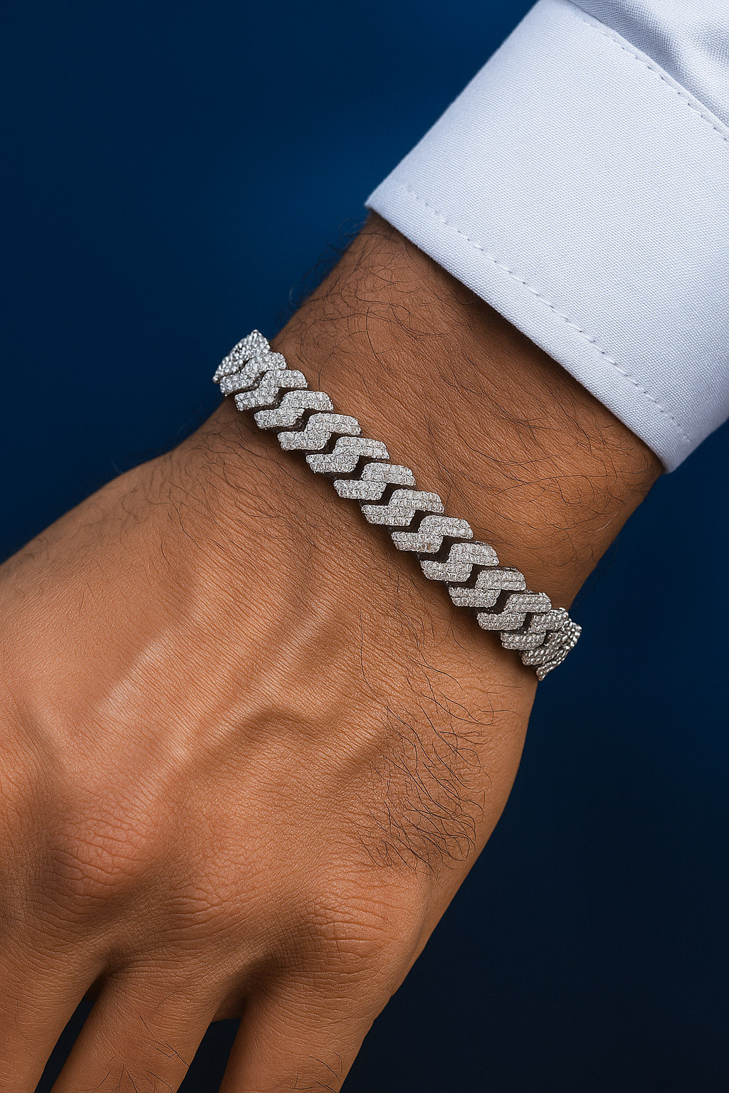 Men’s Luxury Iced Cuban Link Bracelet – Silver Diamond Finish Printeraa